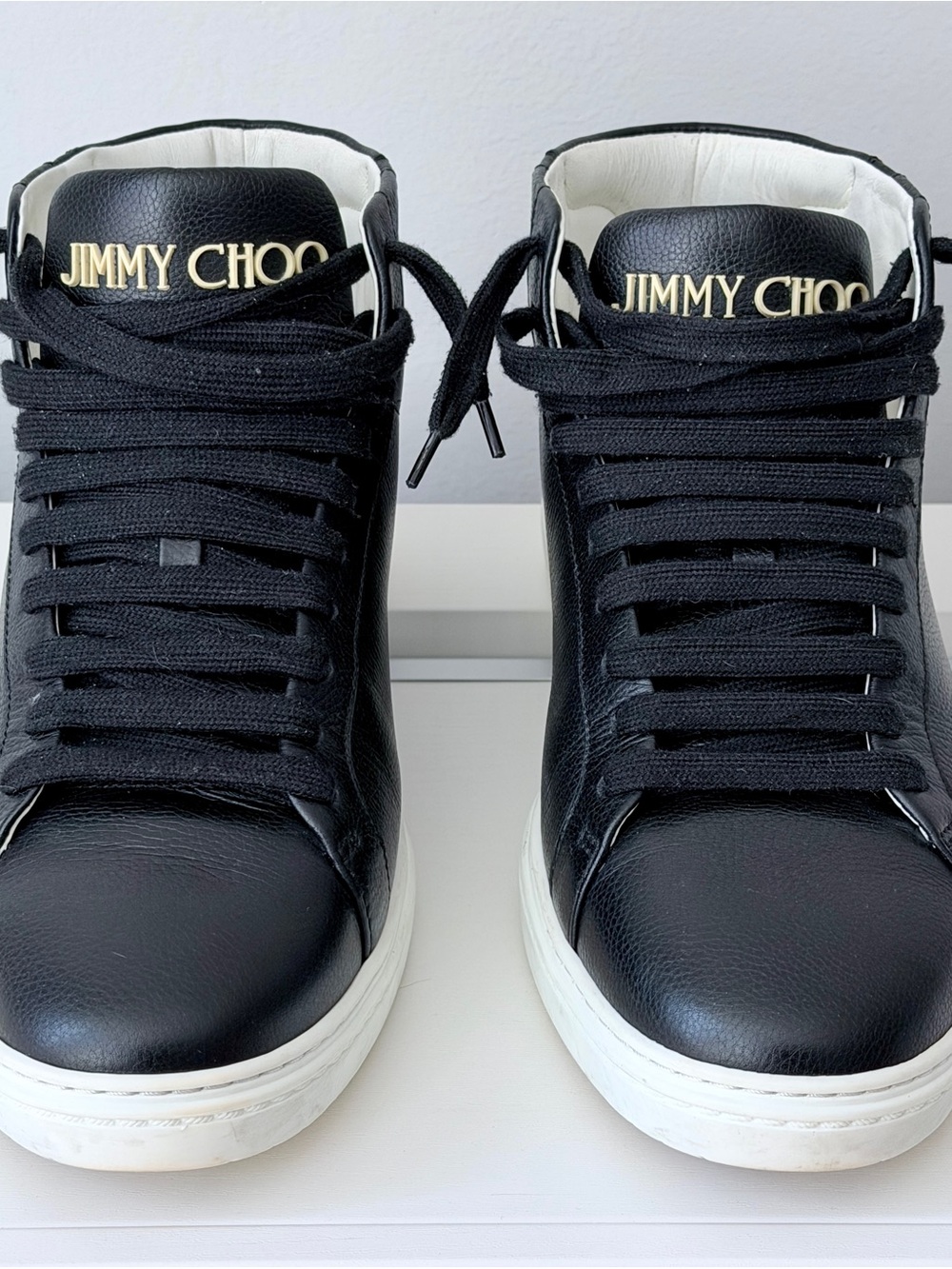Jimmy Choo Black Leather High-Top Men’s Designer Sneakers - EU 41.5 (US 8.5)